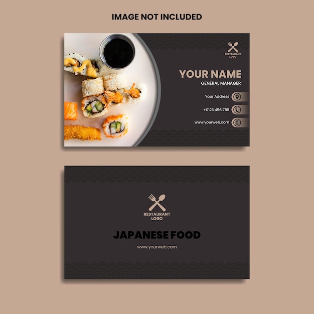 Plik wektorowy dwustronna wizytówka kuchni japońskiej
