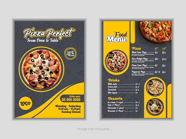 Dwustronny szablon menu restauracji dla luksusowych mieszkań wakacyjnych