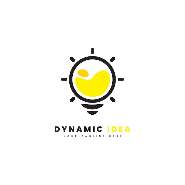Dynamiczne logo żarówki wypełnionej płynem może być wykorzystywane do celów innowacyjnych, kreatywnych i pomysłowych.