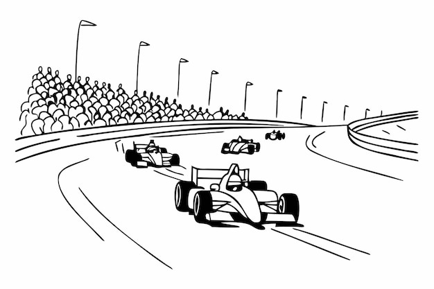 Dynamiczne samochody wyścigowe z prędkością na torze, wyścigi o wysokiej prędkości, adrenalina, motorsport.