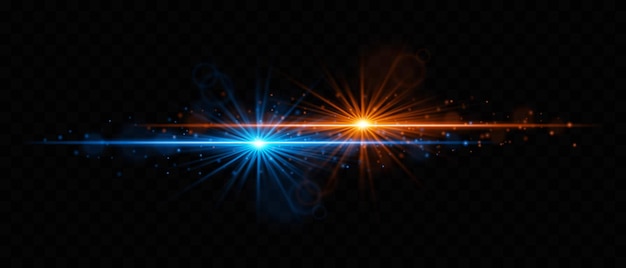 Dynamiczny błękitny i pomarańczowy wybuch światła z promieniami i świecącymi cząstkami Idealny do projektów sci-fi efekty energetyczne futurystyczne tapety lub efekty przejścia światła Wibrujący i przyciągający wzrok