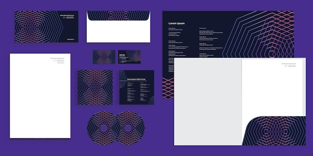 Dynamiczny Holograficzny Spider Web Line Gradient Purple Corporate Business Identity Papeteria