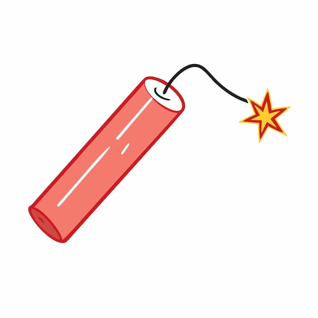 Dynamit z płonącym knotem Ikonka wybuchowa karikaturowa 11