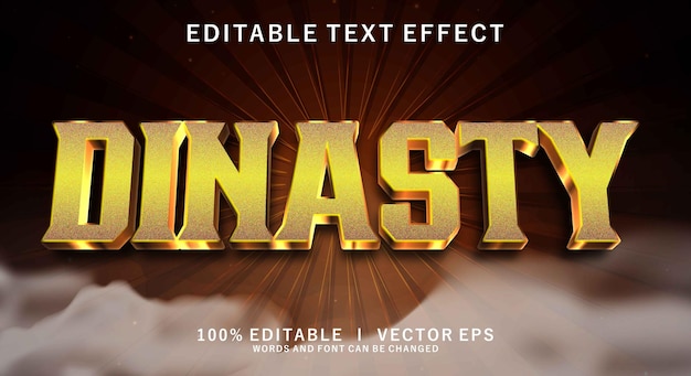 dynasty 3d wektorowy efekt tekstu z nowoczesnym stylem projektowania