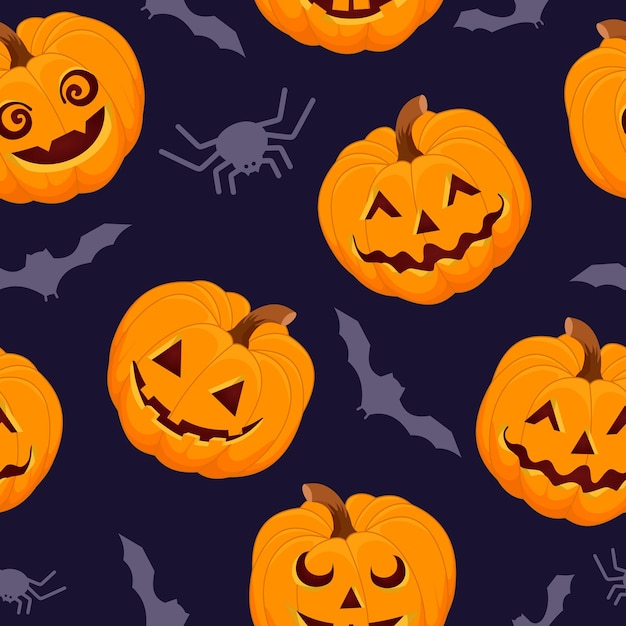 Dynia wzór na ciemnoniebieskim tle Ilustracja wektorowa Halloween