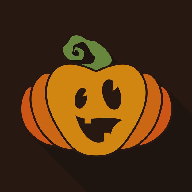 Dynia z łodygą w stylu płaski z długim cieniem na ilustracji wektorowych Halloween