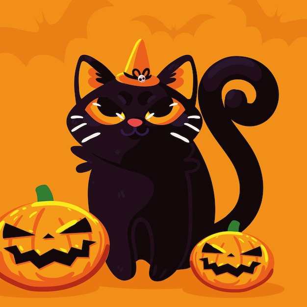 Dynie Halloween i kot
