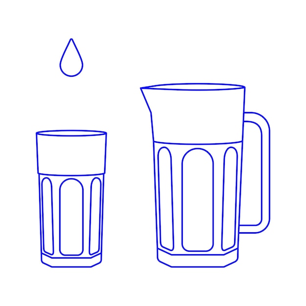 Dzbanek na wodę i ikona linii szkła Ilustracja wektorowa