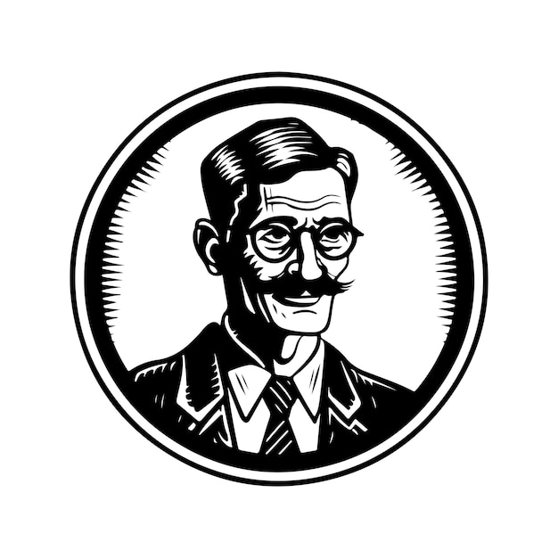 Dziadek i wnuki vintage logo koncepcja sztuki czarno-biały kolor ręcznie rysowane ilustracja