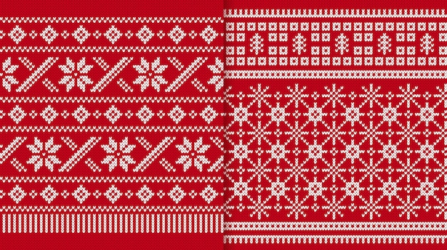 Plik wektorowy dzianina świąteczna geometryczna tekstura wzór z drzewem i płatkami śniegu xmas zimowy nadruk tło z dzianiny