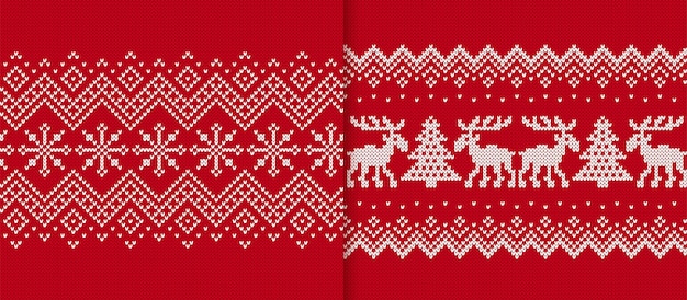 Dzianiny Bezszwowe Ramki Boże Narodzenie Czerwone Tekstury Dzianiny Fair Isle Tradycyjny Ornament Xmas Print Holiday Background