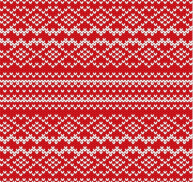 Dzianiny ornament geometryczny wzór. Projekt dzianiny rzemieślniczej. Sweter z dzianiny zimowej w kolorze czerwonym.