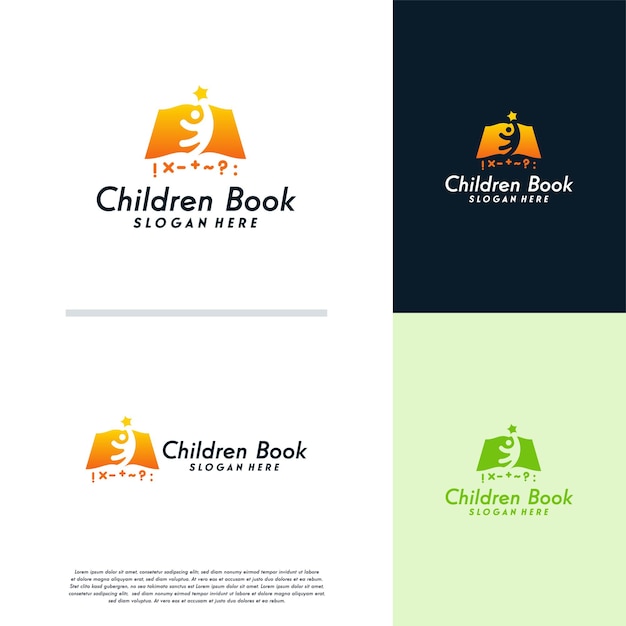 Plik wektorowy dzieci book logo projektuje koncepcja wektor, kids sięgając symbol logo gwiazdy