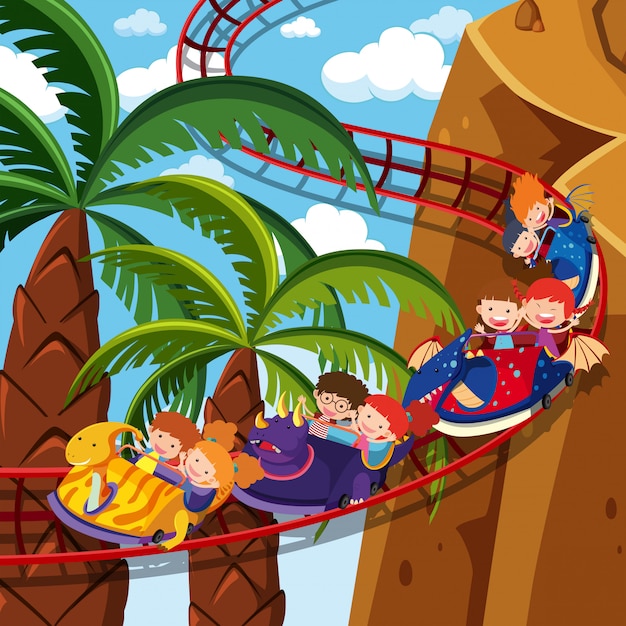 Dzieci Jazdy Roller Coaster