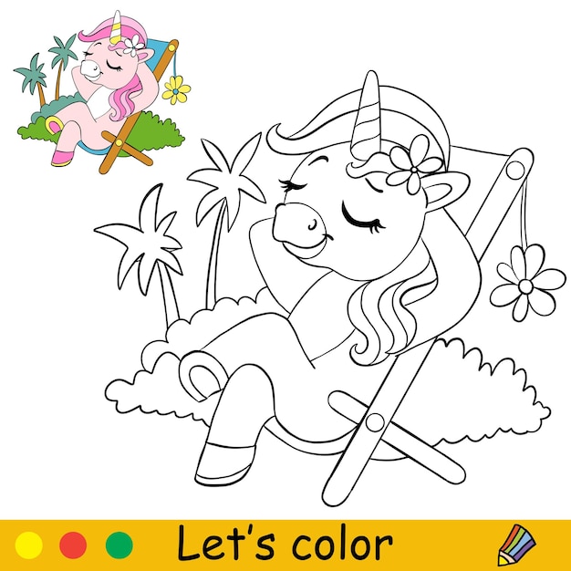 Plik wektorowy dzieci kolorowanki kreskówka jednorożec postać wektor ilustracja 3