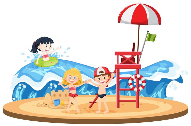 Dzieci na plaży w wakacje