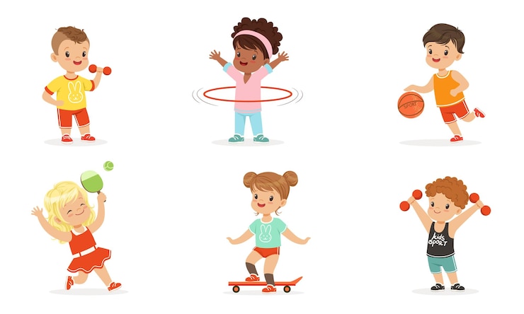 Wektor dzieci uprawiają różne sporty zestaw ilustracji wektorowych