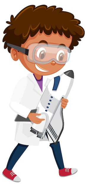 Plik wektorowy dzieci w stroju naukowca postać z kreskówki na białym tle