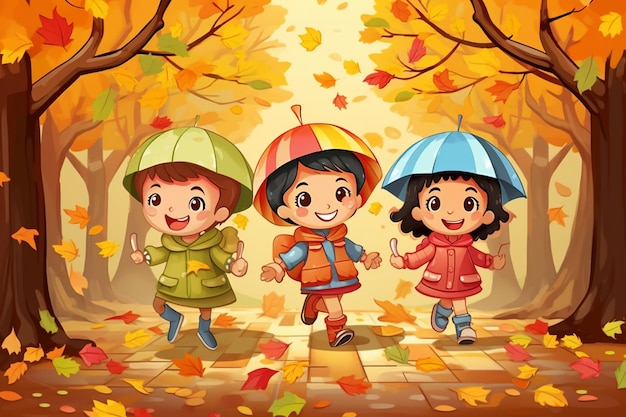 Jesien Dzieci: wektory i ilustracje do darmowego pobrania | Freepik