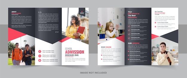 Plik wektorowy dzieci z powrotem do szablonu potrójnej broszury edukacyjnej lub broszury dotyczącej przyjęcia do szkoły