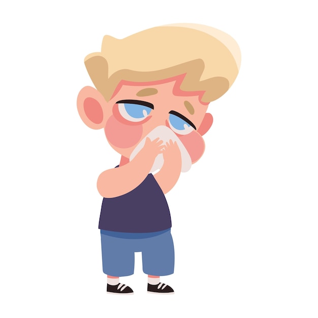 Plik wektorowy dziecko chore z ikoną grypy na białym tle