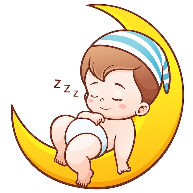 Dziecko śpi na księżycu