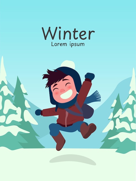 Plik wektorowy dziecko świętuje wektor ilustracji sztuki zimowej