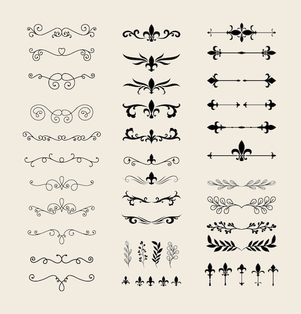 Dzielniki Ozdoby Symbol Stylu Linii Zestaw Projektu Motywu Elementu Dekoracyjnego