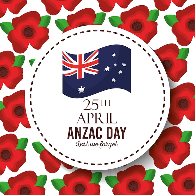 Dzień Anzac, żebyśmy Nie Zapomnieli Odznaki Flagi Australijskiej Czerwonej