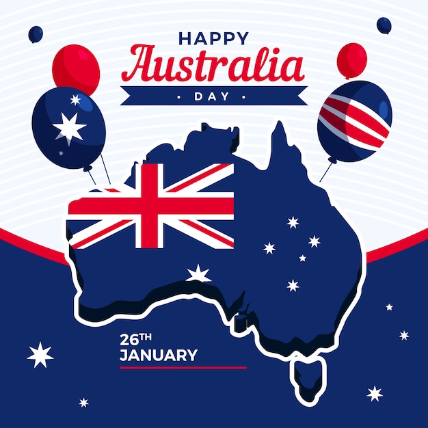 Dzień Australii w płaskiej konstrukcji