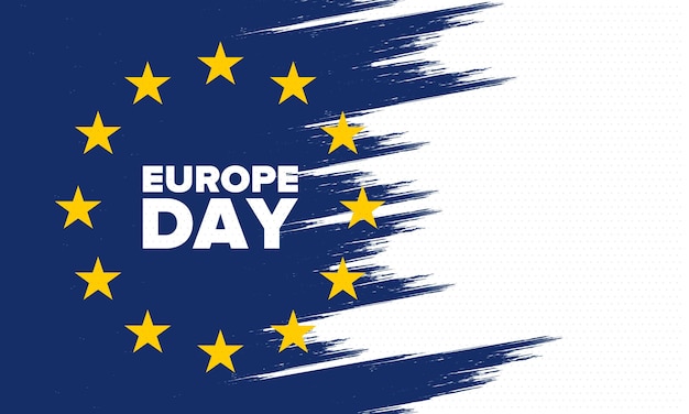 Dzień Europy Święto Europejskie w maju Flaga Unii Europejskiej Rady Europy Ilustracja wektorowa