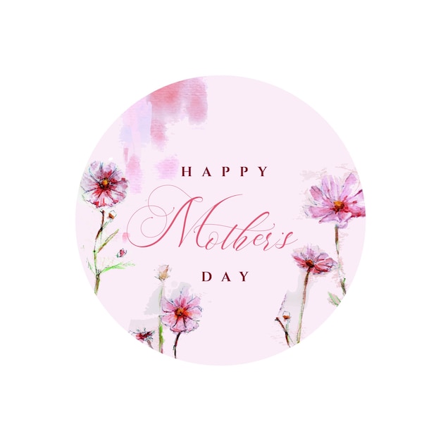Dzień Matki Pozdrowienie Okrąg Ilustracja Projekt Różowy Kwiat