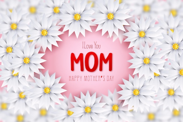 Dzień Matki Ze Słowami Kocham Cię Mamo Pośród Kwiatów