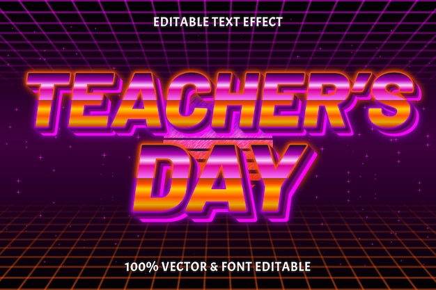 Dzień Nauczyciela Edytowalny Efekt Tekstowy W Stylu Retro