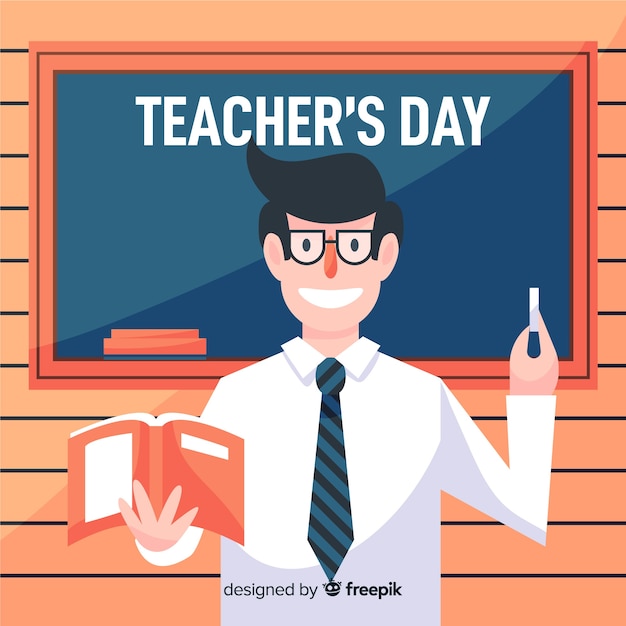 Dzień Nauczyciela Płaskiego świata Ze Szczęśliwym Nauczycielem