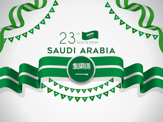 Dzień Niepodległości Arabii Saudyjskiej Wrzesień Z Flagą