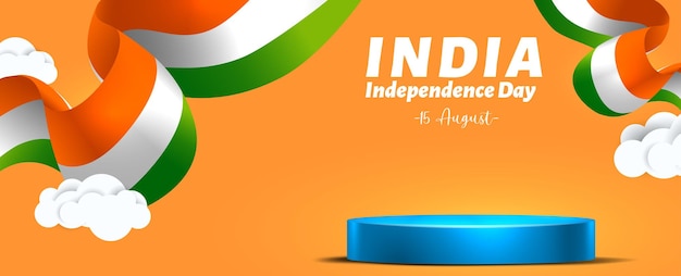 Plik wektorowy dzień niepodległości indii 15 sierpnia z wyświetlaczem podium na cokole