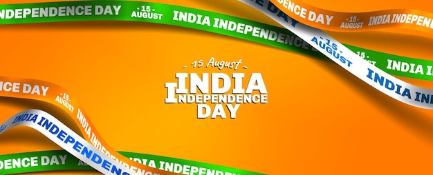 Plik wektorowy dzień niepodległości indii z typografią tekstu paskowego połączoną w kształcie wstążki