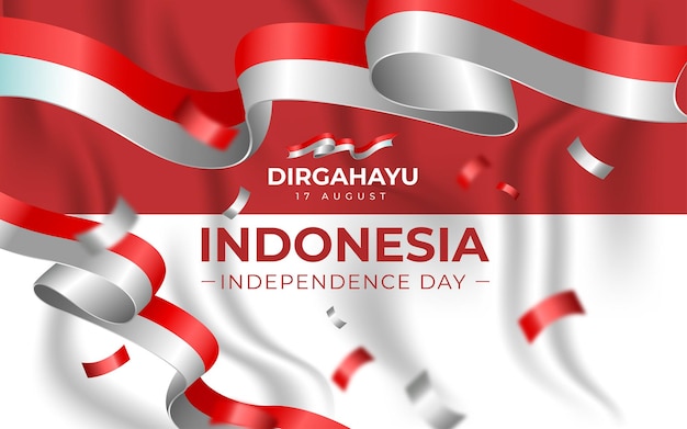 Dzień Niepodległości Indonezji Szablon Transparent Krajobraz Z Elementami Flagi I Tłem