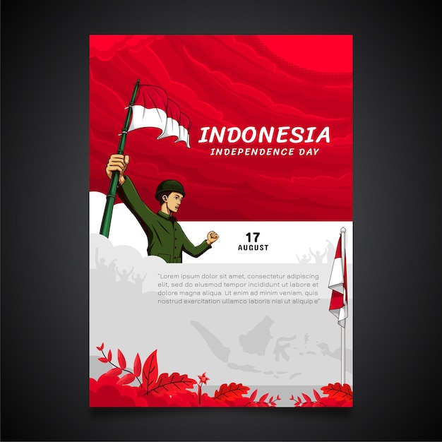 Plik wektorowy dzień niepodległości indonezji szablon ulotki