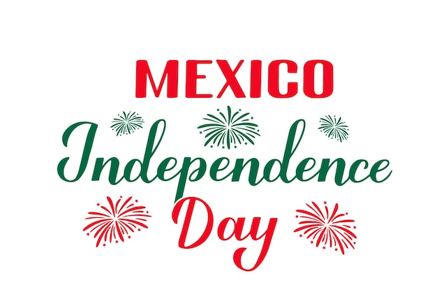 Dzień Niepodległości Meksyku kaligrafia strony napis na białym tle na białym meksykańskie święto obchodzone 16 września wektor szablon dla typografii plakat baner z życzeniami ulotki itp