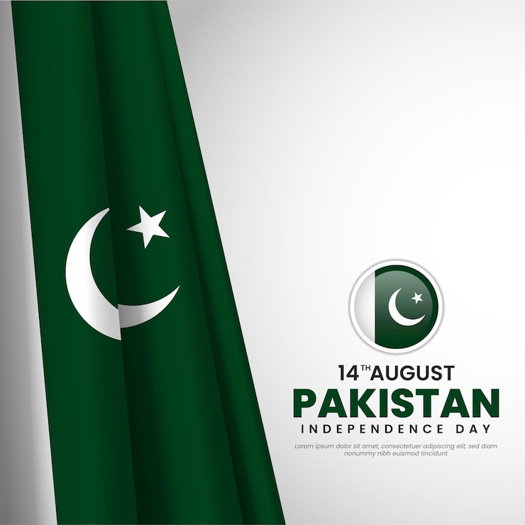 Wektor dzień niepodległości pakistanu z tłem copyspace baner lub wstążka z wzorem machającej flagi