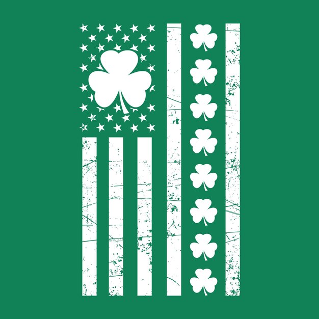 Dzień św. Patryka Usa Flag T-shirt Wektor Projektowy Irish Shamrock T-shirts Wektor Graficzny