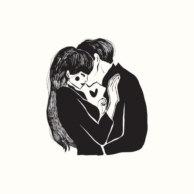 Dzień świętego Walentego ręcznie rysowane ilustracji wektorowych modny projekt karty miłość Cute doodle romantyczny
