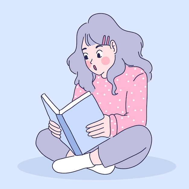 Plik wektorowy dziewczyna czytanie książki ilustracja