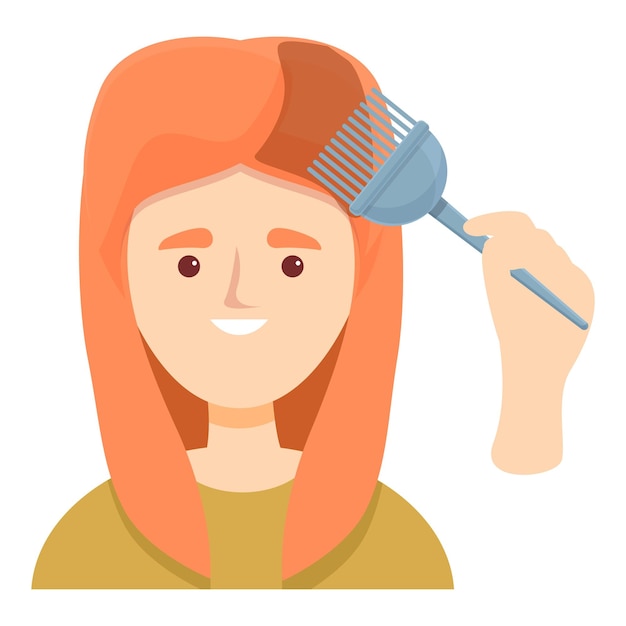 Plik wektorowy dziewczyna farbowanie włosów ikona kreskówka wektor kolor salon piękna twarz kobiety