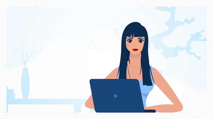 Wektor dziewczyna pracuje na laptopie freelance lub studium koncepcji ilustracja wektora