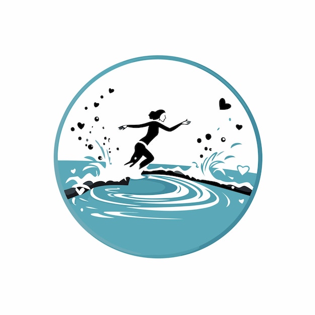 Plik wektorowy dziewczyna skacząca do morza ilustracja wektorowa na białym tle