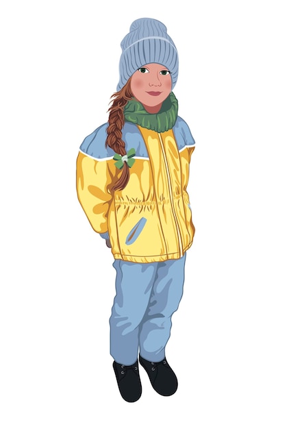 Dziewczyna Ubrana Jest W Barwy Ukraińskich Symboli, W żółto-niebieski Kombinezon Narciarski, W Zimowe Ubrania