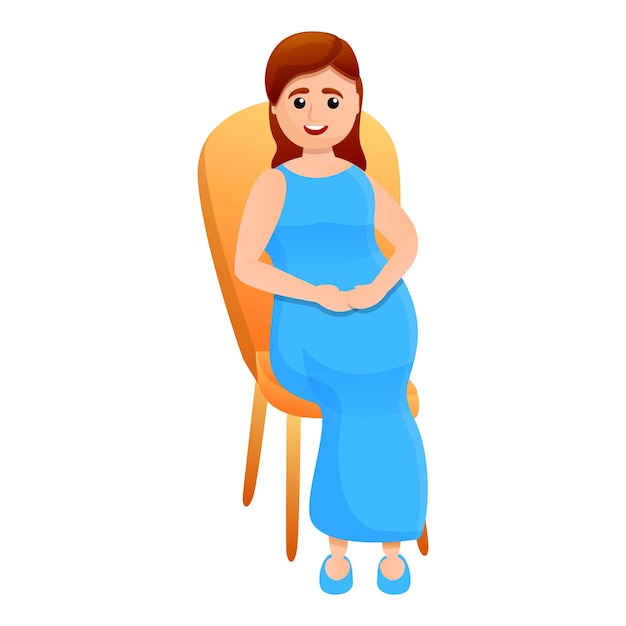 Dziewczyna w ciąży na ikonie krzesła Wektorowy ikonka dziewczyny w ciążu na krześle do projektowania stron internetowych izolowana na białym tle